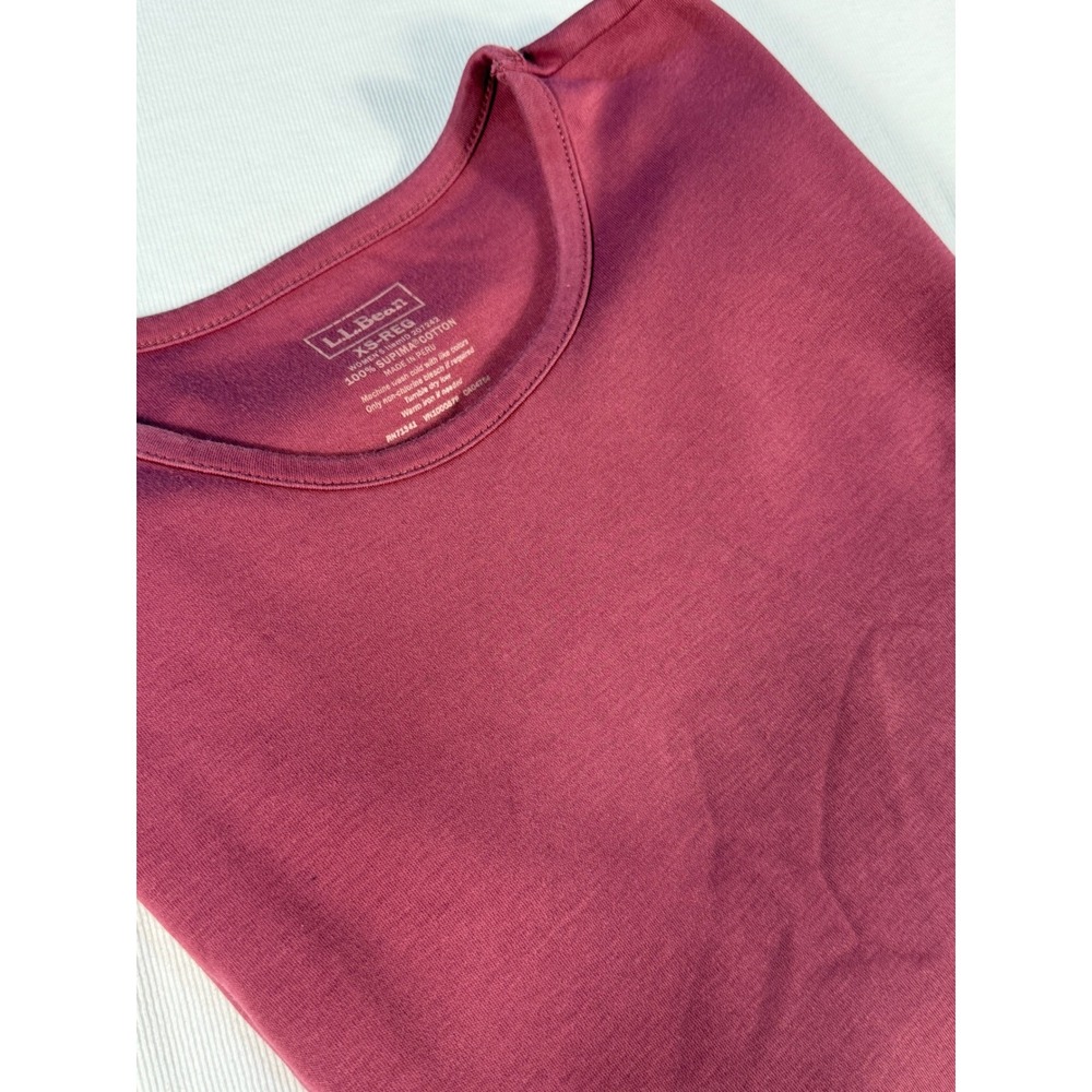 L.L.Bean Women's Maroon‎ Supima Cotton Short Sleeve T-Shirt Top XS